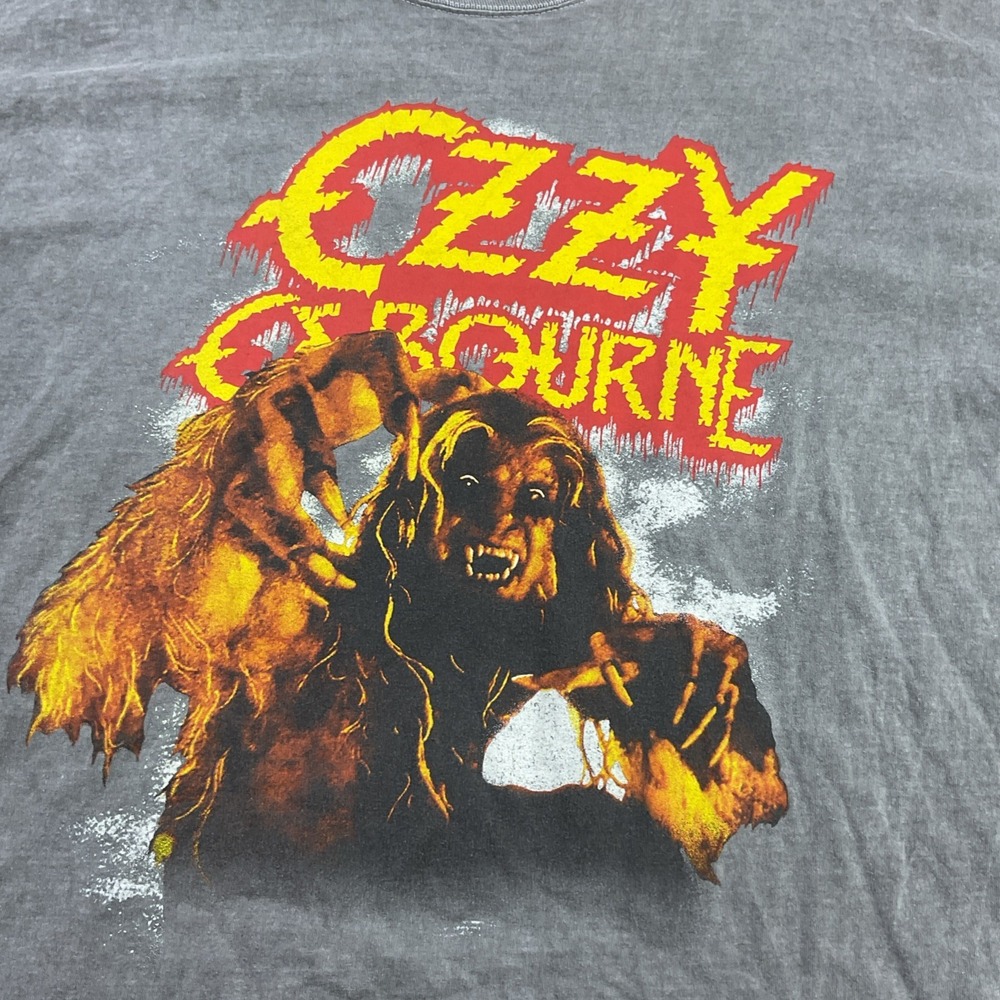 Ozzy Osbourne Beast Global Graphic T Shirt Mens L Distressed Charcoal Vintage - Picture 5 of 6